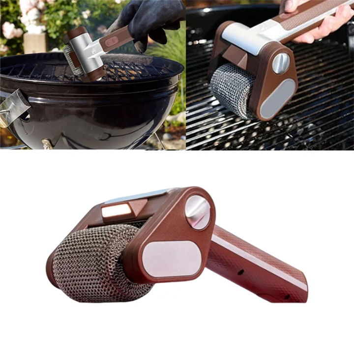 Brosse électrique sans fil, rouleau électrique rechargeable en acier inoxydable avec nettoyage rotatif et lumières – Image 2