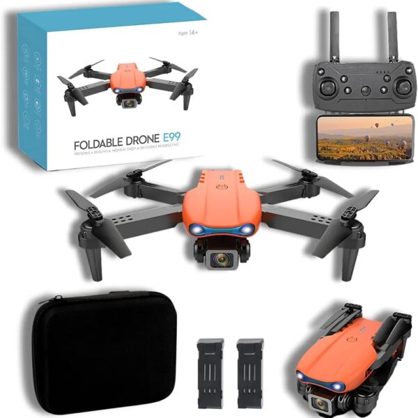 Drone E99 pour débutant avec deux caméras, décollage/atterrissage à une touche, batterie 1800 mAh, 99 cm
