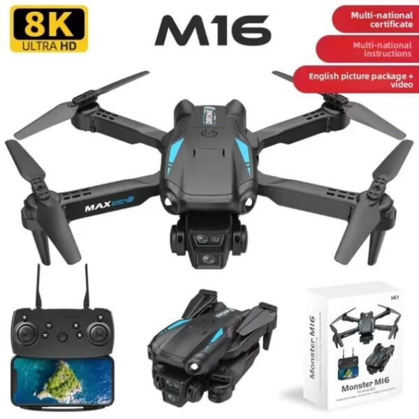 Drone professionnel KTRC M16 avec caméra HD 8K, télécommande, quadricoptère à quatre axes, maintien d’altitude, GPS, photographie aérienne, jouet