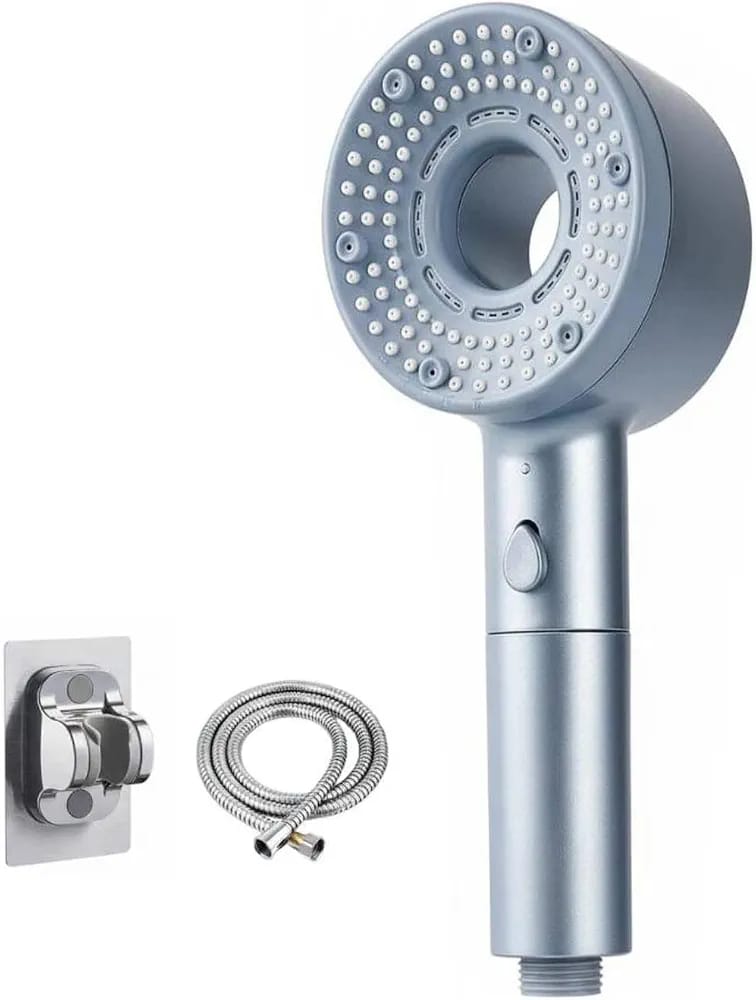 Douchette à main haute pression avec plusieurs jets, buses anti-obstruction, installation universelle sans outil, idéale pour les enfants, spa à domicile, pommeau, base et flexible. – Image 2