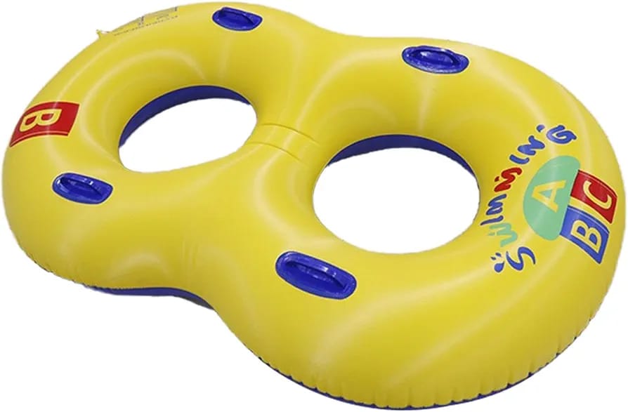 Bouée gonflable double épaisse pour piscine, en forme de canard, idéale pour les couples adultes (homme et femme), avec siège parent-enfant. – Image 4
