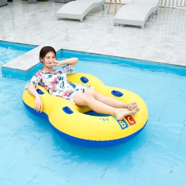Bouée gonflable double épaisse pour piscine, en forme de canard, idéale pour les couples adultes (homme et femme), avec siège parent-enfant.